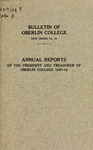 Annual Reports 1907-1908 by Oberlin College